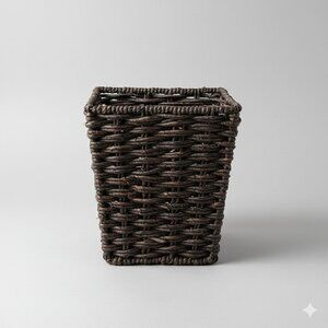 Woven Brown Waste Basket